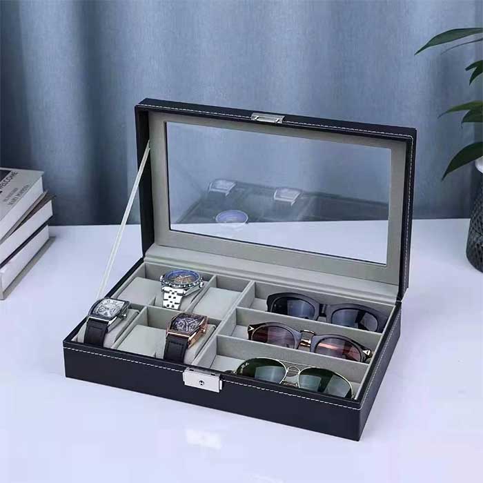 باکس نگهدارنده ساعت و عینک چرمی
